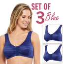 Matching Set of 3 Full-Freedom Comfort Front Closure Bra for Women, Wireless