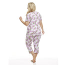 Women's Short Sleeve Top and Capri Pant Poly Suede Pajama Set