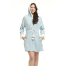 Women's Mid-thigh Hooded Plush Zippered Lounger