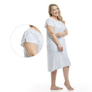 Women's Mid Calf Night Gown With Short Slit Sleeves