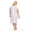 Women's Mid Calf Night Gown With Short Slit Sleeves