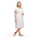 Women's Mid Calf Night Gown With Short Slit Sleeves