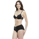 Underwire Push-Up Bra with Full Coverage and Padded Cups with Lace Wings